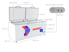 Tủ đông Sanaky 1 Ngăn Đông 761 lít VH 8699HY