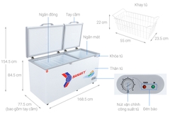 Tủ đông Sanaky 2 Ngăn Đông Mát 485 lít VH-6699W1