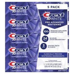 Kem đánh răng Crest 3D White Pro Advanced Whitening 147g x5 của Mỹ
