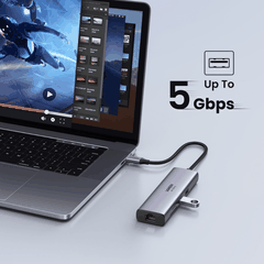 Ugreen 7-trong-1: USB-C to 2*USB 3.0, HDMI 4K/60Hz, RJ45, SD & TF - Model 60515