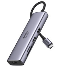 Ugreen 7-trong-1: USB-C to 2*USB 3.0, HDMI 4K/60Hz, RJ45, SD & TF - Model 60515