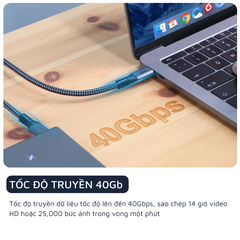 Dây Chuyển Type-C Thunderbolt 4 (5K@60HZ, Tốc Độ 40Gbps, Sạc Nhanh PD100W) Hagibis 707260