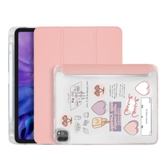 [Free 50 Sticker] Bao Da iPad, Mặt Lưng Silicone, Khay Giữ Bút - Hồng (S42)