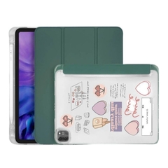 [Free 50 Sticker] Bao Da iPad, Mặt Lưng Silicone, Khay Giữ Bút - Rêu (S41)
