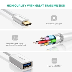 Cáp OTG USB-C to USB 3.0 Đen, Vỏ Nhựa Ugreen (30701, 30702)