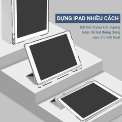 [Free 50 Sticker] Bao Da iPad, Mặt Lưng Silicone, Khay Giữ Bút - Tím (S43)