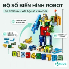 Bộ chữ số biến hình thông minh từ 0-9 lắp ghép thành robot kích thước lớn