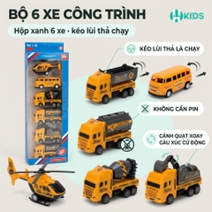 Bộ 6 Xe Công Trình Mini Chạy Đà Cho Bé 399-458Y - Đồ Chơi XKIDS