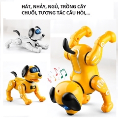 Đồ chơi chó robot điều khiển từ xa kèm pin sạc có sủa gáy, phát giọng nói đối thoại, nhảy múa thông minh cho bé