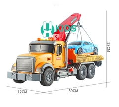 Đồ chơi xe ô tô cứu hộ giao thông cao cấp chạy đà có đèn nhạc mô hình hoạt động nâng hạ như thật cho trẻ em