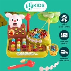 Đồ chơi giáo dục sớm đa năng 4in1 XKIDS nông trại đập chuột, câu cá, nhổ cà rốt chim ăn sâu có đèn nhạc vui nhộn trẻ em