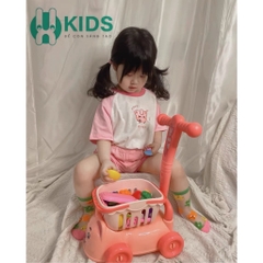 Xe Đẩy Siêu Thị Cho Bé Kèm Đồ Chơi Các Loại Hoa Qủa Cho Bé Tập Đi Chợ, Chở Búp Bê, Thú Bông Đi Chơi.