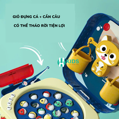 Đồ chơi câu cá nam châm đa năng kết hợp cặp vali xách tay cỡ lớn gấp gọn tiện lợi có sạc USB, nhạc vui nhộn cho bé