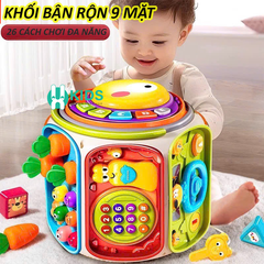 Đồ chơi hộp bận rộn 9 mặt đa năng 26 cách chơi có đàn nhạc, câu cá, điện thoại, vô lăng, đập chuột giáo dục sớm cho bé