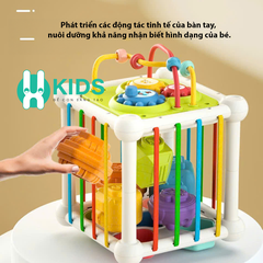 Đồ chơi khối hộp bận rộn đa năng thông minh 6in1 giáo dục sớm montessori có âm thanh phát triển toàn diện cho trẻ em