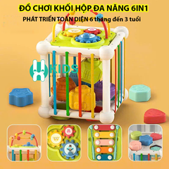 Đồ chơi khối hộp bận rộn đa năng thông minh 6in1 giáo dục sớm montessori có âm thanh phát triển toàn diện cho trẻ em