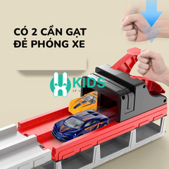 Đồ chơi xe tải container cỡ lớn biến hình đường đua lộn nhào dài 1m3 kèm nhiều ô tô hợp kim có đèn nhạc vui nhộn cho bé