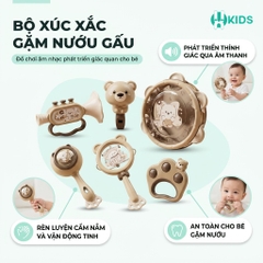 Bộ Xúc Xắc Gặm Nướu Nhạc Cụ Hình Gấu Cho Bé