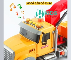 Đồ chơi xe ô tô cứu hộ giao thông cao cấp chạy đà có đèn nhạc mô hình hoạt động nâng hạ như thật cho trẻ em