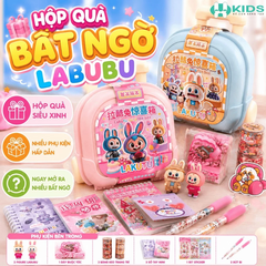 Hộp Quà Bất Ngờ Labubu Dạng Vali Có Tay Cầm, Nhiều Phụ Kiện Ngẫu Nhiên Cho Bé