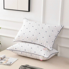 Gối đầu bông sợi trắng vương miện cotton thoáng khí có khóa kéo 45x65cm