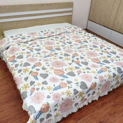 Chăn hè cotton chần bông mỏng  viền ren nishikawa kích thước 200x230cm