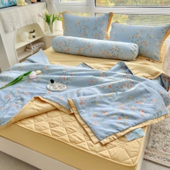 BỘ CHĂN GA GỐI COTTON ĐŨI NHẬT SERENA 5 MÓN CAO CẤP