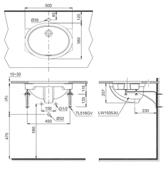 Chậu Lavabo Rửa Mặt ToTo Âm LW1505V