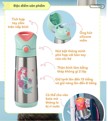 BÌNH NƯỚC GIỮ NHIỆT ĐA NĂNG CHẤT LIỆU THÉP KHÔNG GỈ, TÍCH HỢP TAY CẦM, ĐẦU HÚT SILICONE CHO BÉ - B.BOX