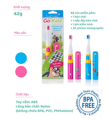 BÀN CHẢI ĐIỆN SÓNG ÂM DÙNG PIN CÓ NẮP ĐẬY GO-KIDZ - BRUSH-BABY