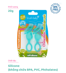 BỘ 2 BÀN CHẢI ĐÁNH RĂNG VÀ MÁT XA NƯỚU CHO BÉ TỪ 10-36 THÁNG - BRUSH-BABY