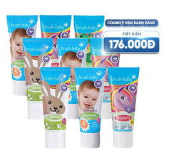COMBO 9 KEM ĐÁNH RĂNG CHỨA FLOURIDE 50ML CHO BÉ Ở MỌI ĐỘ TUỔI - BRUSH-BABY
