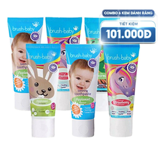 COMBO 6 KEM ĐÁNH RĂNG CHỨA FLOURIDE 50ML CHO BÉ Ở MỌI ĐỘ TUỔI - BRUSH-BABY