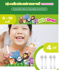 BỘ 4 ĐẦU BÀN CHẢI THAY THẾ CHO BÀN CHẢI ĐIỆN WILDONES TỪ 0- 10 TUỔI - BRUSH-BABY