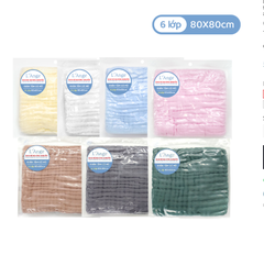 KHĂN TẮM/KHĂN QUẤN/CHĂN ĐẮP CÓ NÓN 6 LỚP 80X80CM- L'ANGE