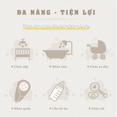 KHĂN TẮM/KHĂN QUẤN/CHĂN ĐẮP VẢI BÔNG 9 LỚP 70X120CM- L'ANGE