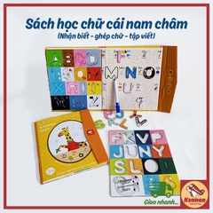 Sách hươu có nam châm học chữ cái kèm bút viết