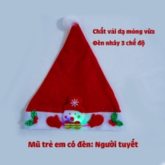 Mũ noel đủ size cho trẻ em và người lớn có đèn nháy