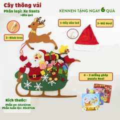 Cây thông noel vải dạ treo tường-cây thông noel treo tường trang trang trí mẫu mới 2022 tặng đèn mũ Noel