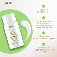Kem Chống Nắng Kiềm Dầu BABE Super Fluid Mattifying Sunscreen SPF 50