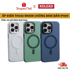 ỐP CASE điện thoại nhám chống bám bẩn hỗ trợ sạc không dây viền camera và nút bấm kim loại sang trọng KOLEAD IP009
