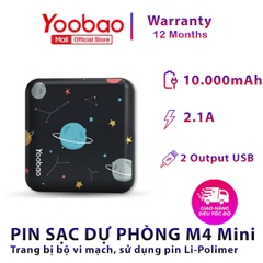 Pin sạc dự phòng Yoobao M4 mini 10000mAh Pin Li-Polymer 2 đầu vào 2 đầu ra cho điện thoại máy tính bảng.... Hàng phân phối chính hãng - Bảo hành 12 tháng 1 đổi 1