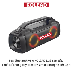 Loa Bluetooth V5.0 KOLEAD D28 cao cấp - Thiết kế không dây cầm tay, âm thanh nghe đến 15h - Bảo hành chính hãng
