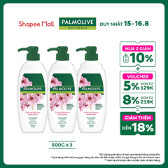 Bộ 3 chai sữa tắm Palmolive sảng khoái dịu êm 95% chiết xuất từ hoa anh đào 500g/chai