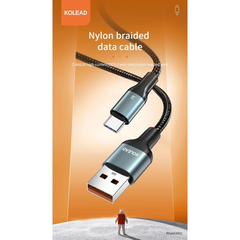Cáp sạc nhanh KOLEAD M52 hỗ trợ sạc nhanh lên đến 3A, thiết kế bọc dù bền bỉ chống đứt gãy, hỗ trợ truyền dữ liệu nhanh