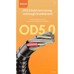 Cáp sạc nhanh KOLEAD M52 hỗ trợ sạc nhanh lên đến 3A, thiết kế bọc dù bền bỉ chống đứt gãy, hỗ trợ truyền dữ liệu nhanh