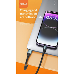 Cáp sạc nhanh KOLEAD M52 hỗ trợ sạc nhanh lên đến 3A, thiết kế bọc dù bền bỉ chống đứt gãy, hỗ trợ truyền dữ liệu nhanh