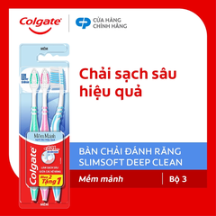 Bộ 3 bàn chải Colgate SlimSoft Deep Clean sạch sâu hiệu quả