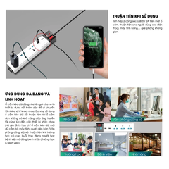 Ổ cắm điện đa năng chống giật Rạng Đông OC04.USB, tích hợp 2 cổng USB tiện lợi, chịu tải cao, an toàn khi sử dùng