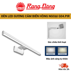 Đèn led gương cảm biến hồng ngoại Rạng Đông G04.PIR ánh sáng màu tự nhiên, góc chiều linh hoạt giúp thuận tiện sử dụng